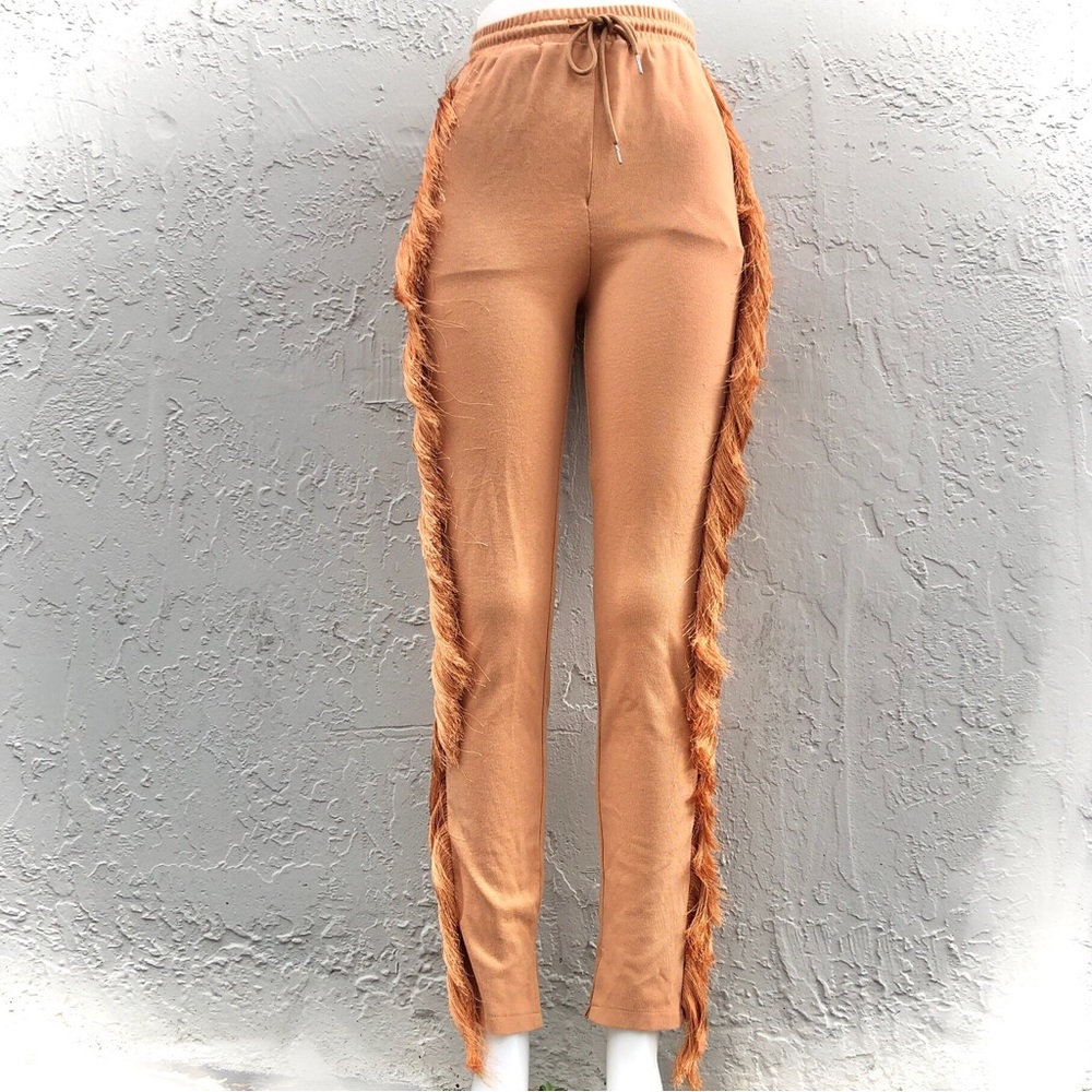 Minaa Monroe Orange Fringed Sweat Pants